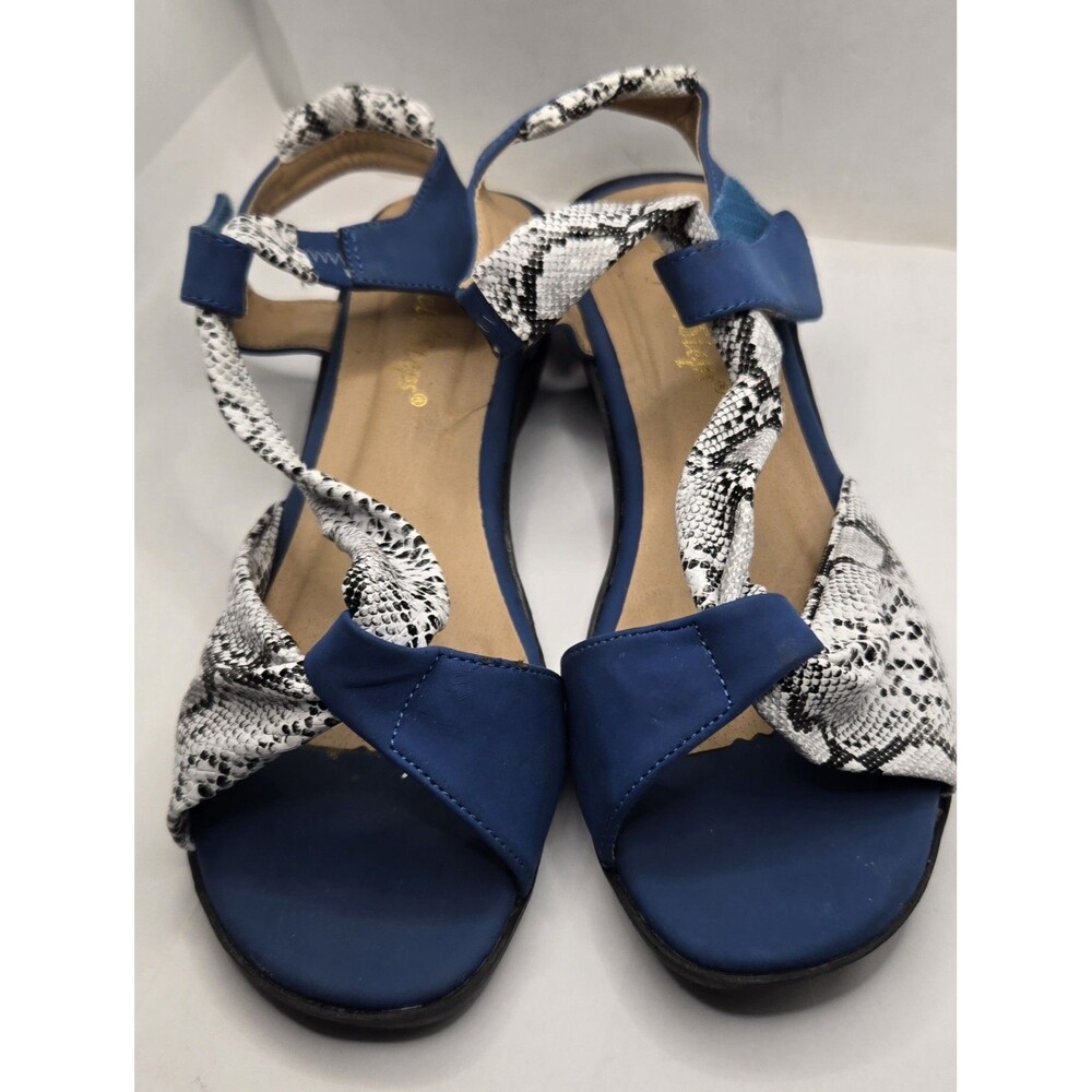 Angel Steps comfort wedge Sandals Blue & Faux Snakeskin